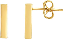 Load image into Gallery viewer, 14k Yellow Gold 13mm Medium Polished Bar Stud Earrings