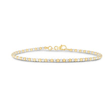 Load image into Gallery viewer, 14k Two-Tone Gold 2mm Alternating Yellow and White Gold Bead Link Bracelet, 7 Inch