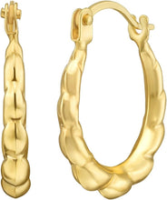 Load image into Gallery viewer, 14k Yellow Gold 14mm Graduated Puffed Round Hoop Earrings