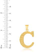 Load image into Gallery viewer, 10k Yellow Gold 1 Inch Extra Large Textured Letter Pendant A-Z Alphabet Pendant with Optional Rope Chain Necklace