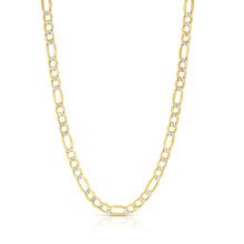 Load image into Gallery viewer, 10k Yellow Gold and White Gold 4.5mm Solid Two-Tone Figaro Chain Necklace
