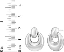 Load image into Gallery viewer, 925 Sterling Silver or 14k Gold over Silver 21mm Puffy Door Knocker Stud Earrings
