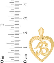 Load image into Gallery viewer, 10k Yellow Gold 0.7" Personalized Alphabet Letter A - Z Initial Heart Pendant with optional Extendable Cable Chain Necklace