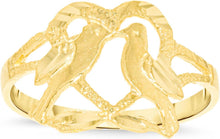 Load image into Gallery viewer, 10k Yellow Gold 12.7mm Openwork Love Birds Filigree Ring