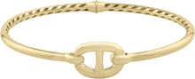 Load image into Gallery viewer, 14k Yellow Gold Solid Shiny High Polish Puff Mariner Link Bangle Bracelet 7 Inch