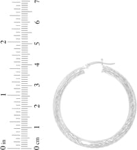 Load image into Gallery viewer, 10k White Gold 4mm Diamond Cut Round Tube Hoop Earrings