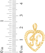 Load image into Gallery viewer, 10k Yellow Gold 0.7" Personalized Alphabet Letter A - Z Initial Heart Pendant with optional Extendable Cable Chain Necklace