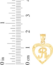 Load image into Gallery viewer, 10k Yellow Gold 0.5" Personalized Alphabet Letter A - Z Initial Heart Pendant with optional Extendable Cable Chain Necklace
