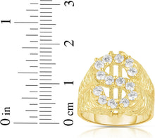 Load image into Gallery viewer, 10k Yellow Gold and White Gold Dollar Symbol CZ Ring