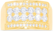 Load image into Gallery viewer, 10k Yellow Gold 12.3mm Double-Row Pave CZ Rectangle Signet Ring, Sizes 4-13