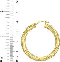 Load image into Gallery viewer, 14k Yellow Gold 4.5mm Full Twist Round Circle Hoop Earrings