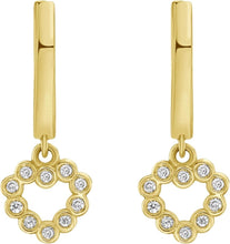 Load image into Gallery viewer, 14k Yellow Gold 20mm Petite Diamond Heart Gemstone Earrings