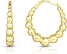 Load image into Gallery viewer, 14k Yellow Gold 27mm Graduated Puffy Bead Hoop Earrings