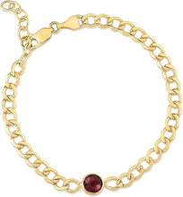 Load image into Gallery viewer, 14k Yellow Gold 3.6mm Curb Cuban Gemstone Chain Bracelet