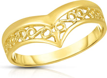 Load image into Gallery viewer, 10k Yellow or White or White Gold 3mm V-Shaped Chevron Wishbone Crown Ring