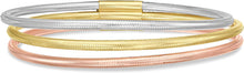 Load image into Gallery viewer, Italian 14k Tri-Color 8.7mm Triple Row Stretch Mesh Slip-On Bracelet