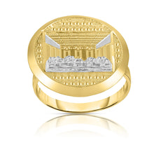 Load image into Gallery viewer, 10k Yellow Gold and White Gold Last Supper Flat Round Textured Ring