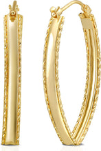 Load image into Gallery viewer, 14k Yellow Gold Textured Marquise Hoop Earrings