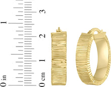 Load image into Gallery viewer, 14k Yellow Gold Ribbed Hoop Earrings