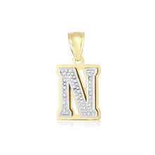 Load image into Gallery viewer, 10k Yellow Gold and White Gold 15mm 3D Alphabet Initial A Pendant