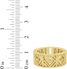 Load image into Gallery viewer, Italian .03cttw Diamond 14k Yellow Gold or White Gold 8.8mm Beaded Ring, Sizes 6 - 9.5