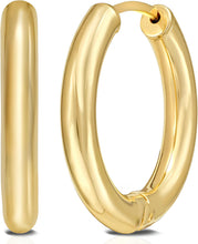 Load image into Gallery viewer, 14k Yellow Gold 21mm Round Hoop Earrings