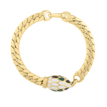 Load image into Gallery viewer, 14k Yellow Gold 7mm Serpent Enamel Miami Cuban Link Bracelet, 7.5 Inch