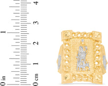 Load image into Gallery viewer, 10k Yellow Gold 26.9mm Two-Tone Saint Lazarus Cuban Link Ring, Sizes 6-14