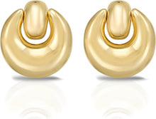 Load image into Gallery viewer, 925 Sterling Silver or 14k Gold over Silver 21mm Puffy Door Knocker Stud Earrings