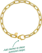 Load image into Gallery viewer, 14k Yellow Gold Oversized Charm Lock 5mm Paperclip Link Bracelet, 7 Inch