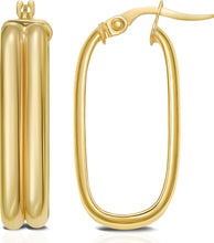 Load image into Gallery viewer, 14k Yellow Gold 21mm Double Row Paperclip Hoop Earrings