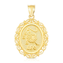 Load image into Gallery viewer, 10k Yellow Gold Round Horoscope Zodiac Sign Pendant with Optional Cable Chain Necklace
