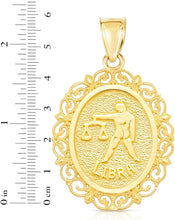 Load image into Gallery viewer, 10k Yellow Gold Round Horoscope Zodiac Sign Pendant with Optional Cable Chain Necklace