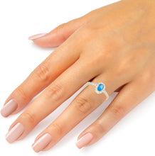 Load image into Gallery viewer, 10k Yellow Gold 9.5mm Birthstone Oval Gemstone Band CZ Ring, Size 4-10