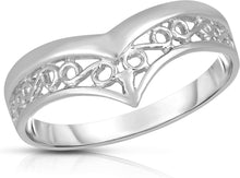 Load image into Gallery viewer, 10k Yellow or White or White Gold 3mm V-Shaped Chevron Wishbone Crown Ring