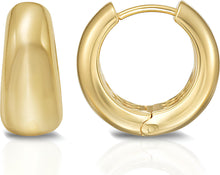Load image into Gallery viewer, 925 Sterling Silver or 14k Gold over Silver 15mm Graduated Sculpted Hoop Earrings