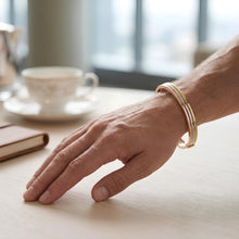 Load image into Gallery viewer, 14k Tri-Color Gold 7.3mm Triple Layered Bangle Bracelet, 7 Inch
