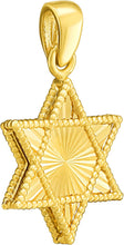Load image into Gallery viewer, Italian 14k Yellow Gold 16.5mm Reversible Radiant & High Shine Jewish Star of David, Magen David (Hebrew), Charm Pendant with Optional Necklace, 16-17-18 Inch