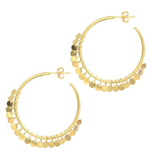 Load image into Gallery viewer, 14k Yellow Gold 30mm Flora Hoop Earrings