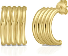 Load image into Gallery viewer, 14k Yellow Gold 15.5mm Multirow C-Hoop Earrings