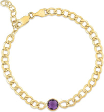 Load image into Gallery viewer, 14k Yellow Gold 3.6mm Curb Cuban Gemstone Chain Bracelet
