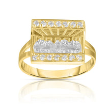 Load image into Gallery viewer, 10k Yellow Gold and White Gold Last Supper Square CZ Ring