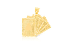 Load image into Gallery viewer, 10k Yellow Gold Royal Flush Playing Cards Pendant