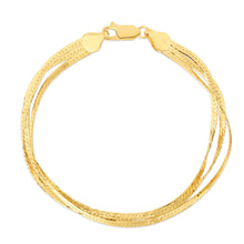Load image into Gallery viewer, 14k Yellow Gold 1.8mm Triple Strand Herringbone Link Bracelet, 7 Inch