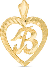 Load image into Gallery viewer, 10k Yellow Gold 0.7" Personalized Alphabet Letter A - Z Initial Heart Pendant with optional Extendable Cable Chain Necklace