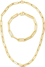 Load image into Gallery viewer, 14k Yellow Gold 6mm Hollow Paperclip Link Chain Necklace and Bracelet Set