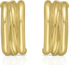 Load image into Gallery viewer, 14k Yellow Gold Triple Row C-Hoop Earrings