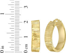 Load image into Gallery viewer, 14k Yellow Gold Ribbed Hoop Earrings