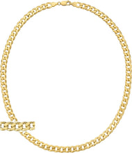 Load image into Gallery viewer, Italian 14k Gold Over 925 Silver 7.5mm Comfort Curb Chain Necklace, 20 Inch, 22" or 24"