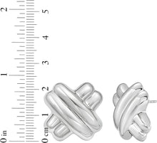 Load image into Gallery viewer, 925 Sterling Silver or 14k Gold over Silver 22.8mm Puffy Double X Stud Earrings